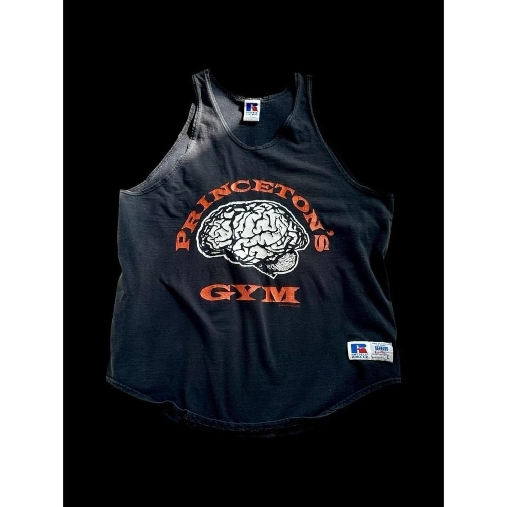 Vintage Russell Princeton Gym Tank Top Men Lords Gym University Black Athletic